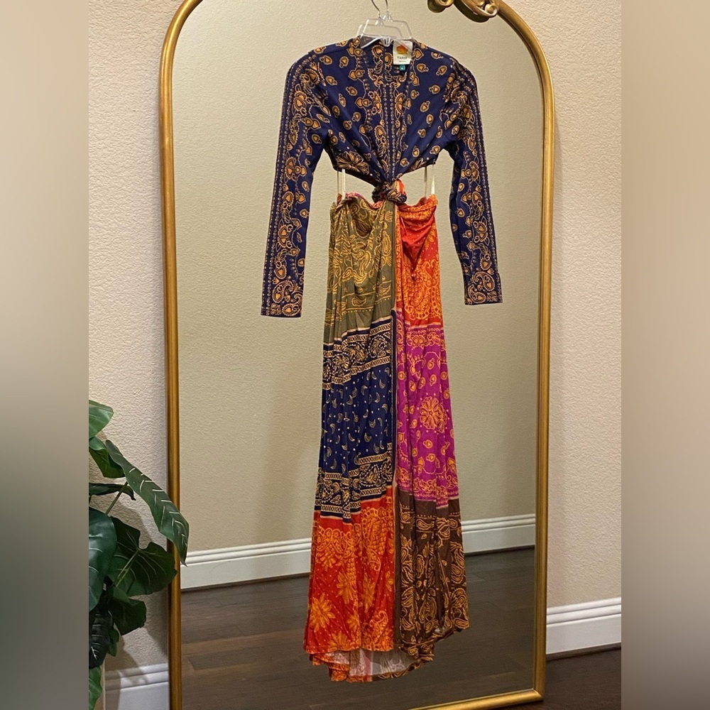 Farm Rio Bandana Dream Cut Out Maxi Dress Size M - Picture 6 of 14